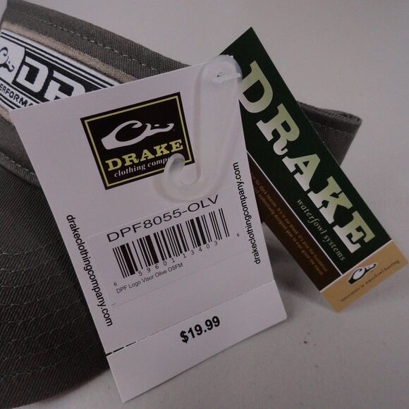 Drake DPF Fishing Logo Visor Olive Cotton Twill Low Profile Hat Cap NWT Outdoors - Picture 4 of 8